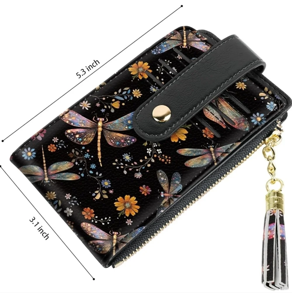 Black Dragonfly Print Wallet
